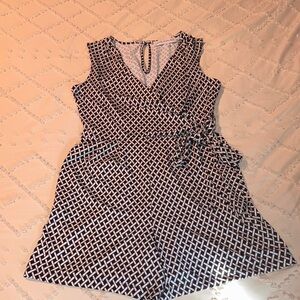 Black and White Sleeveless Wrap Dress